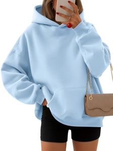 EFAN Women's Oversized Comfort Fleece Hoodies, Cozy Trendy Pullover Sweatshirts with Pockets For Fall & Winter LightBlue S