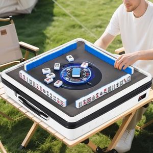 Proshine Portable Automatic Mahjong Table with Auto Shuffling Function - 144 Magnetic Tiles, 100pcs Chips, Foldable Design, Indoor/Outdoor Use, No Assembly Needed, Gifts for Mahjong Players
