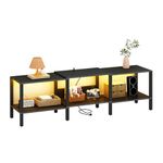 Black LED TV Stand for Living Room+175cm Wood TV Media Console for 45/55/65/75 inch TVs，Industrial TV Stand，TV Stand Media Entertainment Center with Power Outlet ，Rustic Brown CALTV06BKE