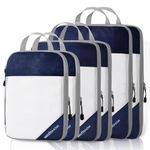 NICOSHOW 6 Set Compression Packing Cubes, Packing Cubes Travel Organizer, Compressible Travel Packing Cubes Travel Essentials, Packing Organizers for Carry-on Luggage Suitcase, Navy