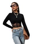 SYYNCRO Women's Corset Round Neck Western Stylish Latest Long Sleeve Slim Fit Tops For Women/Girls (Medium, Black)