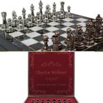 Antochia Crafts 11 Inches Personalized Chess Set - Boxed Custom Chess Board and Metal Chess Figures Set - Gift Idea for Son, Husband, Father and Anyone for Birthday, Anniversary and Any Occasion