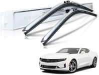 Clix Wipers - Compatible with Chevrolet Camaro (22"/20") Chrome Windshield Wiper Blades, All-Weather Replacement Wipers - Complete Front Set of 2, Includes Quick Connect Clips (2016-2023)