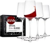 Gusto Nostro Crystal Wine Glasses Set of 4, 13.5 Oz Long Stem Modern Wine Glasses for White and Red Wine, Dishwasher Safe, Fancy, Elegant, Large and Tall Wine Glass for Wedding Christmas Anniversary