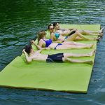 Goplus 12' x 6’ Floating Water Pad, 3-Layer Tear-Resistant XPE Foam Mat, Roll-Up Floating Island for Pool Lake Ocean Boat (Green)