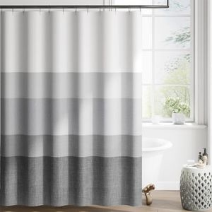 jinchan Ombre Cloudy Grey Striped Shower Curtain Waterproof Fabric Shower Curtains for Bathroom Gradual Color Minimalist Design Modern Neutral Luxury Shower Curtain Set with 12 Hooks 70x72 inches