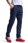 MAGCOMSEN Mens Trousers Casual Navy Sweatpants Breathable Jogging Pants for Men Fitness Tracksuit Trousers Open Hem Gym Wear Zipper Pockets Workout Running Pants Blue