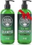 Viking Revolution Tea Tree Shampoo and Conditioner Set - Hydrates, Moisturizes & Soothes Dry and Itchy Scalps - With Natural Tea Tree Oil - 17 oz