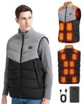 BEKOMIYA Heated Gilet for Men with 16000mAh 7.4V Power Bank, Heated Vest with 17 Heated Zones, USB Electric Jacket with 3 Temperature Levels, Winter Thermal Vest for Outdoor, Camping