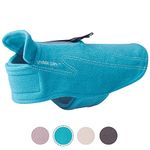 VIVAGLORY Dog Fleece Coat Warm Jacket with Hook and Loop Fastener, Winter Vest Sweater for Small Medium Large Dogs Puppy Easy to Take on and Off Windproof Clothes for Cold Weather, Turquoise, XS