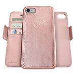 dreem Fibonacci 2-in-1 Wallet Case for Apple iPhone 6 Plus & 6s Plus - Luxury Vegan Leather, Magnetic Detachable Shockproof Phone Case, RFID Card Protection, 2-Way Flip Stand - Rose