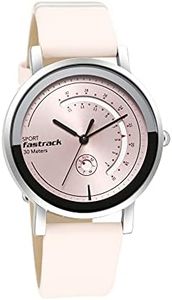 Fastrack Wear Your Look Quartz Analog with Day and Date Pink Dial Leather Strap Watch for Girls-NS6172SL03