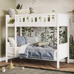 Flair Furnishings Shorty Bunk Bed, Wooden Bunk Beds for Kids, Heavy Duty and Sturdy, Cosy, Stylish, Space Saving Design (White)