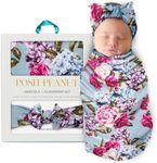 Posh Peanut Baby Swaddle Blanket & Headband - Matching Newborn Girl Swaddle Set, Use As a Receiving Blanket or Nursing Cover (Lacey)