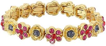 1928 Jewelry Gold-Tone Pink Purple Red Flower Stretch Bracelet