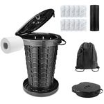 Upgrade Retractable Portable Toilet for Adults - 18.6"H Adjustable Height Camping Tall Toilet, XL Travel Folding Toilet with Lid and Paper Holder, Compact Potty for Car, Hiking, Beach and Camping