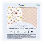 TotAha Mini Crib Sheets Boho Rainbow, Hypoallergenic Pack N Play Mattress Sheets, Buttery Soft Pack and Play Fitted Sheets 24x38x5, 2 Pack