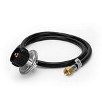 4FT QCC1 Right Angle Low Pressure Propane Hose and Regulator for LP Gas Grill, Heater and Fire Pit, 3/8" Female Flare x Acme Nut