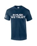 in Musk We Trust Elon Funny Men's Short Sleeve T-Shirt Graphic Tee, Heather Navy, Large