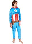 Marvel Mens Onesie Captain America Medium Blue