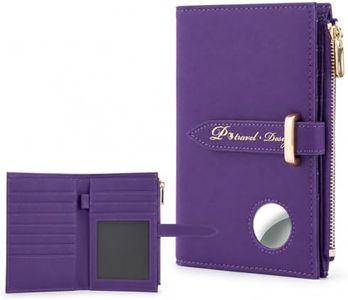 Airtag Passport Wallet for Women, RFID Blocking Passport Holder with Credit Card Holder, Dark Purple