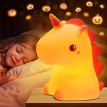 One Fire Unicorn Night Lights For Girls Bedroom,16 Colors Cute Night Light For Kids,Led Rechargeable Unicorn Lamp,Unicorns Gifts For Girls Night Light,Silicone Night Light Kids Cute Kawaii Stuff,Pink