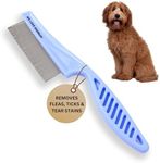 Dog Face Comb, Flea Comb for Dogs, Fine Tooth Tear Stain Remover Metal Comb, Removes Crust, Mucus, and Stains, Face Brush for Poodles & Other Breeds, Grooming Comb for Pets, Large [We Love Doodles]