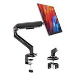 iVOOMi Monitor Stand for Desk, Fits 15-34" Screens, Holds up to 12kg, Gas Spring Arm, VESA Mount 75x75 & 100x100mm, Dual Mount C Clamp & Grommet, 360° Rotation Lift/Tilt/Swivel/Rotate