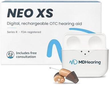 MDHearing NEO XS OTC In Ear Hearing Aids for Seniors – Doctor-Designed Completely-in-Canal Digital Hearing Aids – Fits Comfortably with Glasses – Noise Cancelling & Feedback Suppression