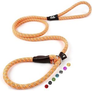 TwoEar 6FT Slip Lead Dog Leash, Heavy Duty Slip Leash for Dogs with Highly Reflective, Strong Rope Slip Leads No Pull Pet Training Leashes for Large Medium Dogs (1/2", Orange)