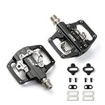 MTB Mountain Bike Pedals Bicycle Flat Platform Compatible with SPD Mountain Bike Dual Function Sealed Clipless Aluminum 9/16" Pedals with Cleats for Road, MTB, Mountain Bikes (M213 Black)