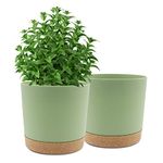 10 inch Plant Pot, 2 Pack Planters for Indoor Plants with Drainage Holes & Saucer, Outdoor Garden Flower Pots Modern Decor