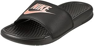 Nike Women's Benassi Just Do It Slide Sandal (BLACK/ROSE/GOLD, numeric_7)