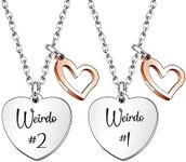 Girl's Jewellery Necklace for Best friends Sister "Werido #1 Weirdo #2" Heart Pendant Gift for Christmas Birthday