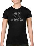 I've Got Your Back - Funny Stick Figure - Friendship Day - Tee for Friends - Womens Tshirt (Black, Large)