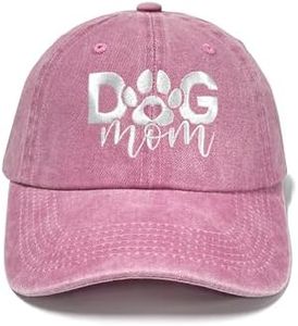 Horpe Dog Mom Hat, Mummy Gifts for Puppy Lovers, Proud Dog Parent Cotton Cap, Women Embroidered Baseball Cap, Washed Pink Dad Hat