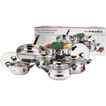 Prima 12pc Cookware Set, Stainless Steel, Silver, Variety Pack