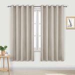 DWCN Blackout Curtains for Bedroom - Thermal Insulated Light Blocking Eyelet Window Curtains for Living Room 66 x 72 inch Length, Light Beige, 2 Panels