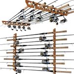 Rush Creek Creations | Fishing Rod Holder for 11 Rods, Fishing Pole Holder for Garage Organization and Wall Storage, for Fishing Gear and Fishing Accessories (Vertical Fishing Rod Rack)