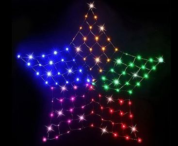 Stockholm Christmas Lights Xmas Solar Decor Solar Star Net 150 LEDs Rainbow 150x150cm 8 Functions 7 Flash Modes Steady Glow Multi-Colour Blue Yellow Green Red Pink LEDs Green Wire Indoor Outdoors