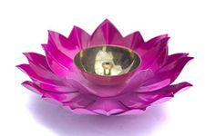 EIN SOF Brass Lotus Flower Diyas for Home Decoration – 5 inches Medium Size Puja Akhand Diya , Decorative Diwali & Christmas Festival Item with Gift Box , Pink