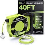 GEARit Retractable Extension Cord Reel (40ft) 12/3 AWG Gauge SJTW,3 Outlets, LED Power Indicator, 14-Amps Circuit Breaker, 180 Degrees, UL Listed for Garage Ceiling Mount Workshop, Power Tool 40 feet