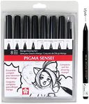Sakura Pigma Sensei Manga Drawing Kit - Archival Black Ink Pens - Pens for Drawing Manga, Cartoon, & More - Assorted Nib Sizes - 8 Pack