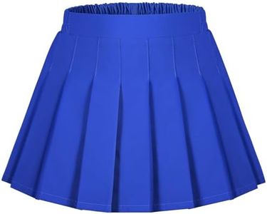 Auranso Girls Pleated Skirt Kids Tennis Elastic Waist Uniform Plaid Skirt Royal Blue 6-7Y