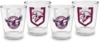 Manly Warringah Sea Eagles NRL Team Logo 50ml Shot Glasses Bar Set of 4