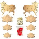 PD Craftozone Pichwai Painting Pine MDF Cutouts, Pichwai Cow Cutouts, Art and Craft kit for Adults,Lotus Cutouts, MDF Cutouts for Art and Craft.Diwali Decor,Wall Hanging Decor (Without Golden Lotus)