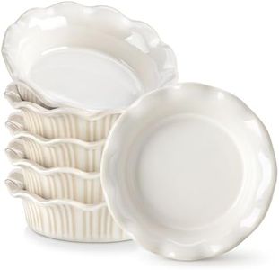 vancasso Mini Pie Pans Set of 6, 5.2 Inch Ceramic Deep Dish Pie Plates with Ruffled Edge for Baking, Microwave & Oven Safe, White
