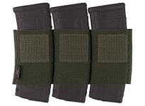 KRYDEX Triple 5.56 Magazine Holder Elastic Mag Holder with Hook Fasteners for MK3 and MK4 Chest Rig (Ranger Green)