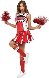 Makroyl Womens Cheerleader Costume Uniform Halloween Fancy Dress Cosplay Costume (Red, US 8-10)