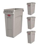 Rubbermaid Commercial Products 1971259 Slim Jim Trash/Garbage Can with Venting Channels, 16 Gallon, Beige (Pack of 4)